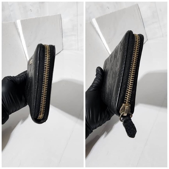 Authentic GUCCI Leather Guccissima Long Zippy Wallet Black - Picture 4 of 11